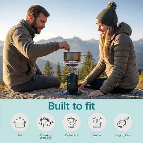Portable Propane Camping Stove 10,000 BTU Single Burner, Compact Outdoor Cooking Stove for Backpacking & Camp Use, Easy Setup, Stable Base, Small Cooking Stove, Fuel Tank Not Included