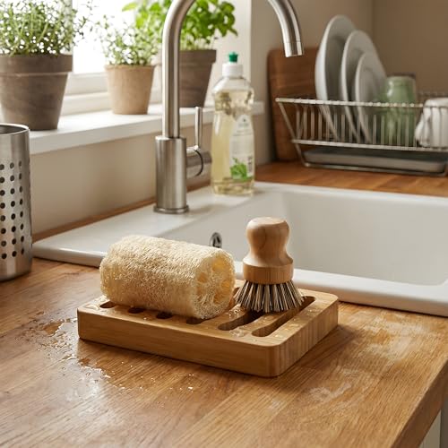 Bamboo Soap Dish, Bar Soap Holder Self Draining Soap Dish Natural Bamboo Soap Holder Waterproof Anti-Slip Wooden Soap Dishes for Bar Soap Saver Tray for Shower Bathroom Kitchen Sink Bathtub