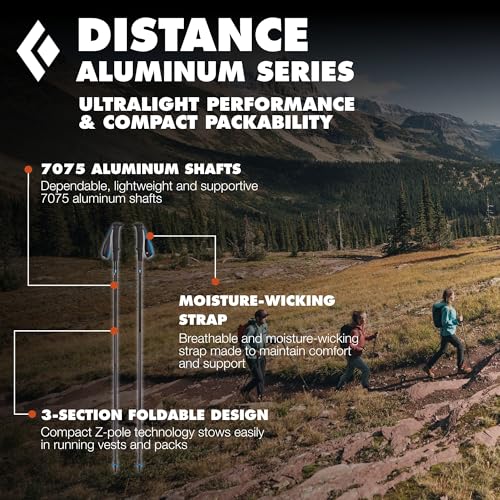 BLACK DIAMOND Distance Z Trekking Poles (Pair), Foldable Z-Pole, Hiking - color: Pewter (Aluminum Z-Folding), size: 120 cm