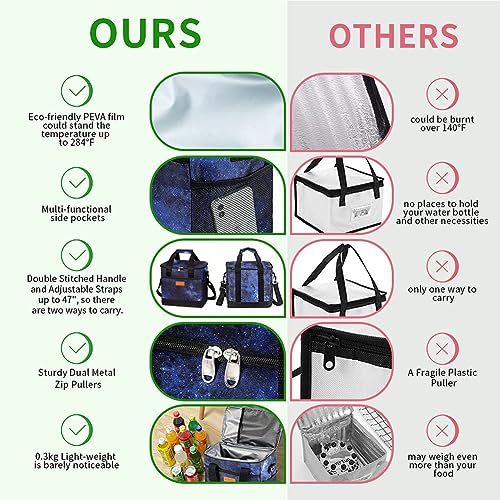 iknoe 24 Can Insulated Cooler Bag, Leakproof Lunch Tote Bag,Galaxy - color: GalaxyNew, size: Large
