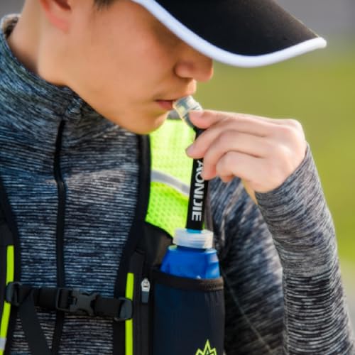 YAPJEB Soft Flask Collapsible Water Bottles, TPU Soft Water Bottle Folding Flask for Hydration Pack, BPA Free Folding Water Bottle Ideal for Cycling - color: Straw