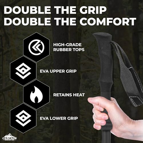 Cascade Mountain Tech Trekking Poles - Carbon Fiber Walking or Hiking Sticks with Quick Adjustable Locks - color: Black Ultralight, style: Ultralight Carbon Fiber Eva Grip