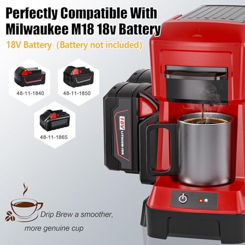 Taingwei Cordless Coffee Maker for Milwaukee M18 18V Battery, Portable Drip Coffee Maker with Electric Coffee Grinder for RV, Camping, Travel, Car, Hiking (Battery Not Included) - style: For Milwaukee Battery