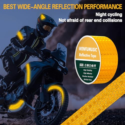 Reflective Tape Outdoor Waterproof, 2" x 40 FT Yellow, High-Adhesive DOT-C2 Reflective Stickers for Hazard Warning Safety Conspicuity on Trailers Trucks (Yellow) - color: Yellow