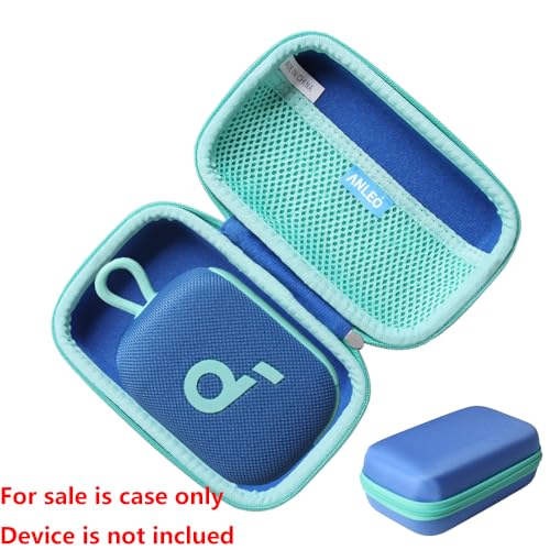 Anleo Hard Travel Case for Soundcore Select 4 Go Bluetooth Shower Speaker (Blue+Green Zipper) - color: Blue+Green Zipper