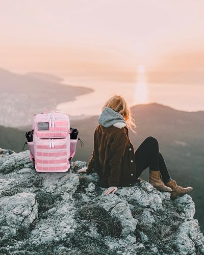 LHI Tactical Military Backpack for Men and Women 25L/35L Army Assault Pack Bag Small Rucksack with Bottle Holder - color: 2.6 35l-light Pink, size: Medium