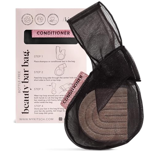 Kitsch Soap Saver Bag – Patented Mesh Bag Soap Holder – Black - color: Black