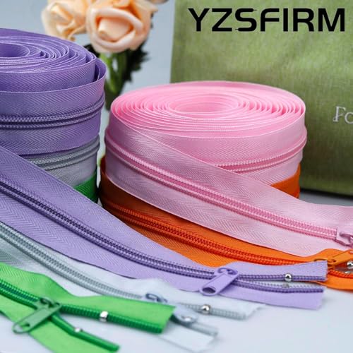 #5 Nylon Zipper Tape for Sewing: YZSFIRM 10 Yards White by The Yard Nylon Coil Zippers for DIY Sewing Craft with 10 Bulk Metal Zipper Slider and 10 Double Slider - color: 101 White, size: #5 Zipper