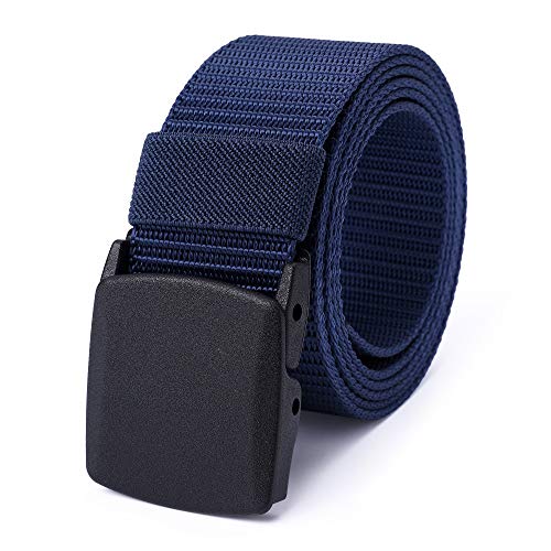 Mile High Life | Nylon Web Belt | Outdoor Military Belt | TSA Safe Buckle Plastic/Metal - color: Black-navy 2pc
