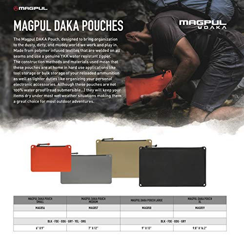 Magpul DAKA Pouch Zippered Tactical Range Tool and Gear Bag - color: Yellow, size: Medium (7" x 12")