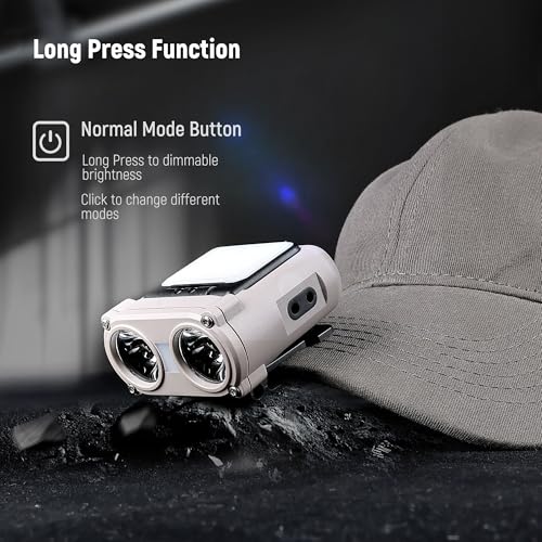 Hopedone 2-in-1 Rechargeable Headlamp & Hat Light, 800LM Clip-On Cap Light - color: Olive Green