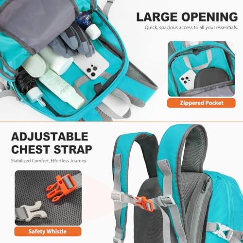 20L Hiking Backpack Lightweight Packable Daypack | Water-Repellent Nylon, Padded Straps, Dry-Wet Compartment, 2 Bottle Pockets, Reflective Strip, Hiking Camping Travel, Blue - color: Blue