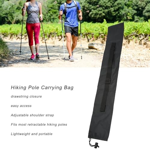 2 Pcs Hiking Pole Carrying Bag – Water Proof Oxford Storage Pouch with Drawstring & Adjustable Shoulder Strap for Trekking/Walking Sticks - size: 11.5*71cm