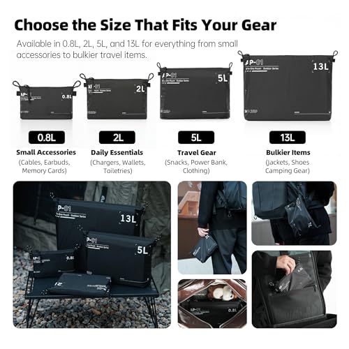 AMBITFUL AP-01 Water-Resistant Organizer Pouch, 17.7''x12.9'' Ultra-Light Travel Storage Bag for Camera Accessories, Cables, Toiletries and Outdoor Gear (XL（13L）) - size: XL（13L）