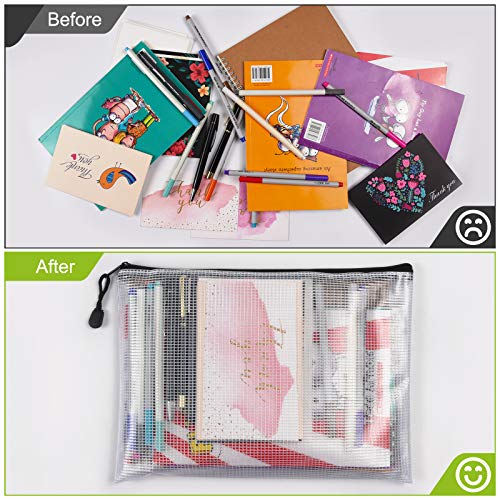A5 Mesh Zipper Pouch Bag, 6PCS Waterproof Plastic Mesh Zipper Bag, Black | 9.4×7.1 Inch Tear-Resistant Document Pouch, Zip File Bags for School Classroom Office Supplies Home Bikini Travel Storage - color: Black, size: A5 (9.4×7.1 inch)