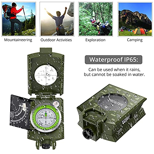 Proster Lensatic Sighting Compass IP65 Waterproof with Clinometer Bag - color: Camouflage Compass