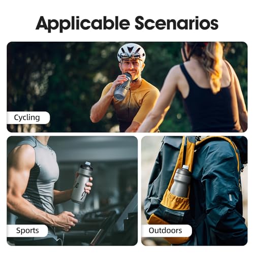 Bike Water Bottle 22oz/650ml Cycling Squeeze Water Bottle BPA Free Leakproof Easy-Squeeze Sports Bottle for Bicycle Gym Camping Hiking (2pcs, Truth Grey) - color: 2pcs, Truth Grey