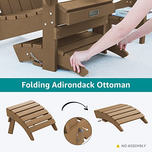 SERWALL Folding Adirondack Ottoman Set of 2, Adirondack Footrest Without Assembly for Adirondack Chair, Brown - color: Brown, size: 2 Pcs