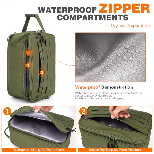 bvya Tactical Toiletry Bag Hygiene Bag Travel shower Bag EDC Utility Molle Tool Pouch Shaving Kit Bag for Men - color: Green