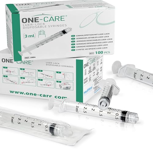 ONE-CARE 3ml (3cc) Luer-Lock Syringes, LDS, Sterile, Blister-Packed, 100/bx | High-Transparency Barrel, Precise Graduation for Accurate Dosing, Silicone-Lubricated Smooth Plunger Movement, Safe Backstop - size: 3ml
