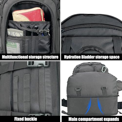 Miramrax Tactical Backpack Military Army Daypack - Assault Pack for Men Molle Backpacks Bug Out Bag 3 Day Pack for Hiking Camping Travel Hunting Rucksack Trekking Grey - color: Grey