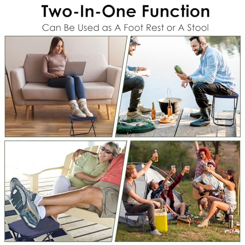MOONCY Portable Stool, 13 Inch Small Folding Stool for Adults, Ultralight Blue Camping Stools for Hiking and Fishing, Hold Up to 265 LBS - color: Blue