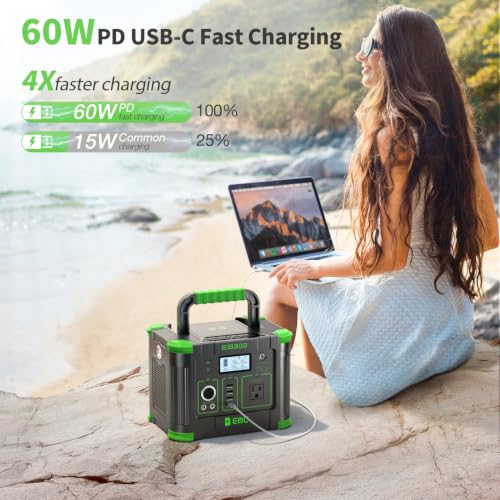 EBL 330W Portable Power Station 288.6Wh Power Supply for Outdoor & Home - color: Green