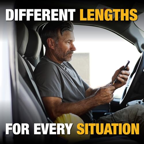 DEWALT Heavy Duty USB C Cable (USB 2.0, Black, 1 feet) | Premium Braided Nylon USB A to Type C Charger Cable Fast Charging for iPhone 17/16/15 Series, LG V30 - size: 1 ft