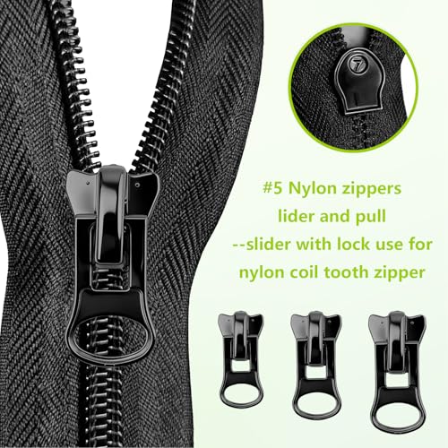 36 PCS Universal Zipper Repair Kit - 3 Size Double-Sided Zipper Sliders with Zippers Pull, Black & Silver Zippers Fix Repair Replacement Kit for Backpack, Jackets, Coats, Tents, Luggage, Bags