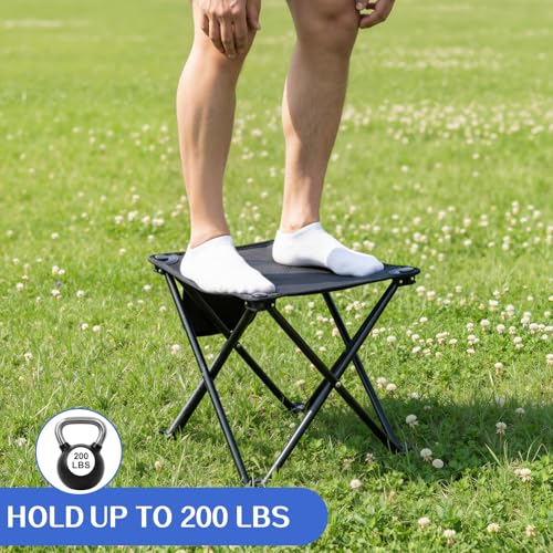 2 Pack Camping Stool,13 Inch Portable Folding Stool Compact Camping Chair Lightweight Stools Seat for Outdoor Gardening and Beach Hiking Fishing, Foot Stools with Carry Bag (Black) - color: Black
