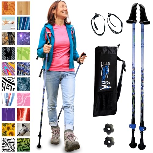 York Nordic Motivator Walking Poles for Balance and Rehab - Patented Stability Grips - Lightweight, Adjustable, and Collapsible - 2 Pieces Adjustable w/flip Locks - Heights 4'6" up to 6'2" - 230 lbs - color: Lavender