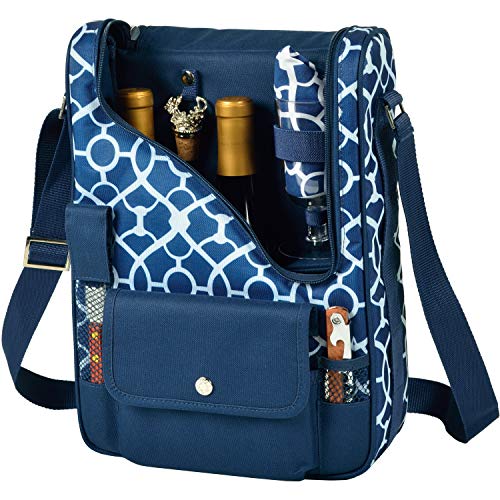 Picnic at Ascot Original Insulated Wine and Cheese Cooler Bag - Designed, Assembled & Quality Approved in the USA - color: Trellis Blue
