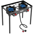 BESTFIRE 2 Burner Camping Stove,150,000 BTU High Pressure Outdoor Propane,4ft 20 PSI Adjustable Regulator Hose With Removable Legs for Backyard Cooking Camping Home - style: 2 burner Basic