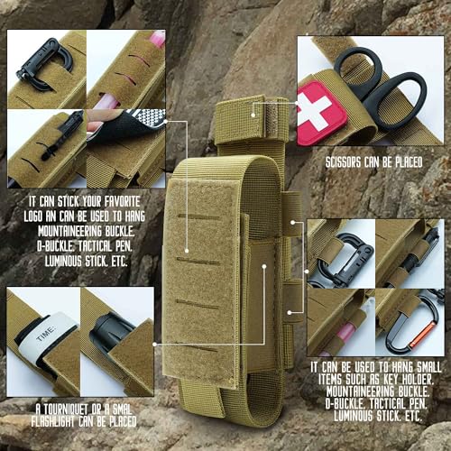 Upgrade Laser Cut 1000D Molle Torniquet Pouch, Tactical Medical Tourniquet Pouch Holster - color: 2PCS-TAN