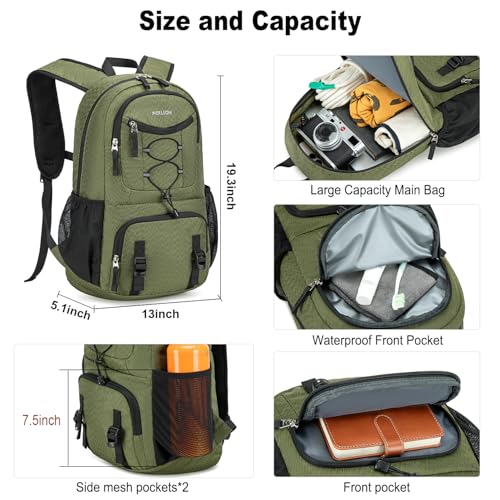 Nerlion Lightweight Foldable 35L Hiking Backpack Travel Backpack for Men Women Camping Waterproof Outdoor Hiking Daypack Backpack Green - color: Green
