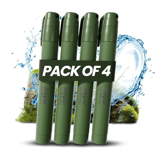 Portable Water Filter Straw Survival, Essential Camping & Hiking Gear, Water Purification Straw for Travel, Biking and Emergency Preparedness - color: Green, style: 4PACK