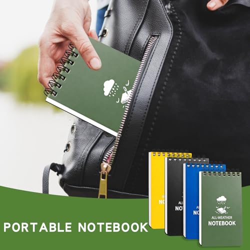 Waterproof Notebook, 4 Pack Pocket Notepad, 3" x 5 NotePad Multicolor - color: Multicolor