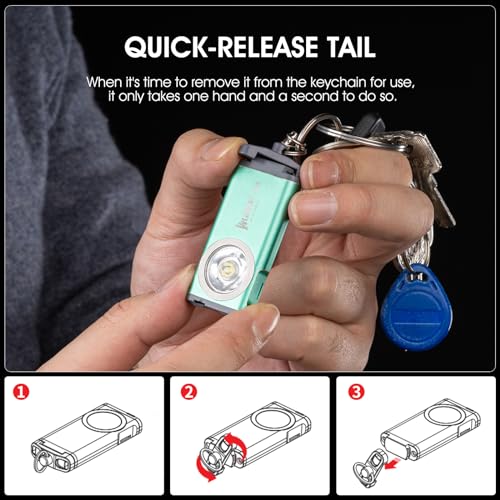WUBEN G2 Mini Flashlight Keychain, 500 Lumens Rechargeable Pocket Flashlight, 5 Modes Small Led Flashlight, EDC Keychain Brightest Flashlight Magnetic Hat Clip for Travel,Walking,Hiking(Green) - color: Green