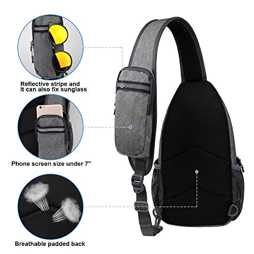 WATERFLY Crossbody Sling Backpack Sling Bag Travel Hiking Chest Bags Daypack (Dark gray) - color: Dark Gray