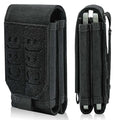 Molle Dual Phone Pouch, Upgrade Laser Cut Heavy Duty Waterproof Samll Tactical Cell Phone Holder with US Flag Patch for 4.7"-6.7" (DULA-Black) - color: DULA-BLACK