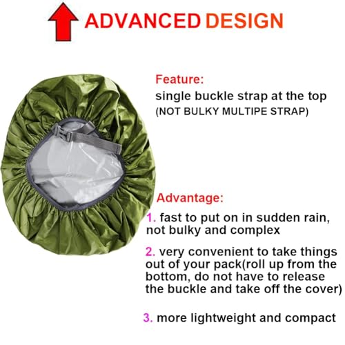 Waterproof Backpack Rain Cover with Anti Slip Buckle Strap for Camping, Hiking, Traveling, Hunting, Biking, 15-80L - color: Midnight Blue, size: 15 - 25L