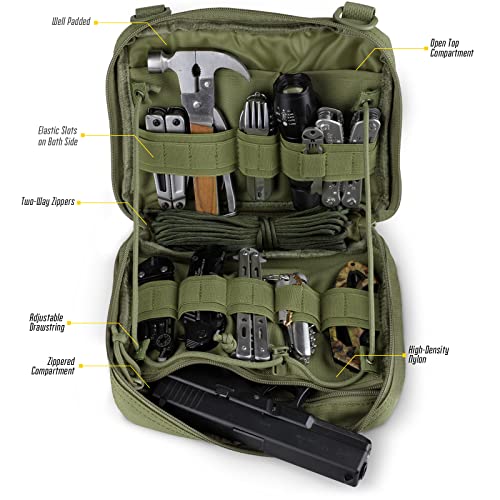 WYNEX Tactical Admin Molle Pouch, Medical EDC EMT Utility Bag Shell Design Attachment Pouches 1000D Nylon Hiking Belt Bags - color: Army Green