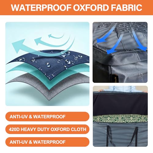 storagebag Patio Cushion Storage Bag, Outdoor Cushion Storage Bag,Waterproof Extra Large Furniture Storage Bag with Handle and Zipper, 48in L x 16in W x 22in H - color: grey