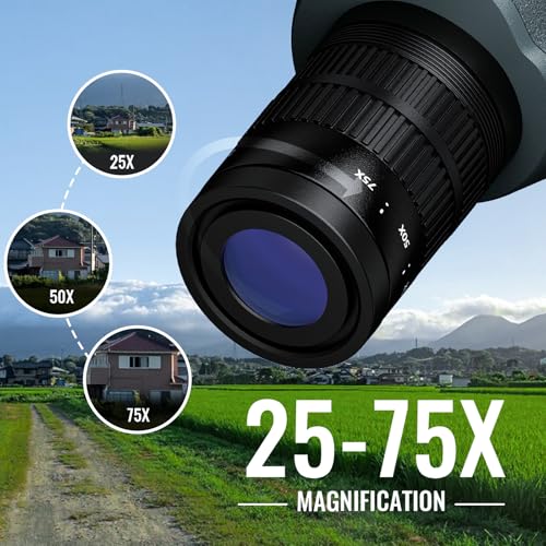 25-75x70 Spotting Scope - Spotter Scopes with Tripod Phone Adapter Waterproof HD Scope for Bird Watching Wildlife Scenery - size: 25-75x70