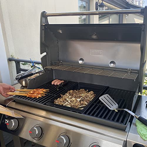 DELSbbq 7658 Cast Iron Griddle for Weber Spirit II/I 200 300, Genesis Grill | Plate for Genesis Gold/Silver B & C, for Genesis Platinum, for Genesis 1000-5000, Sunken Grease Drain Channel, 17.5"x11.9" - size: 17.5" x 12" x 2"