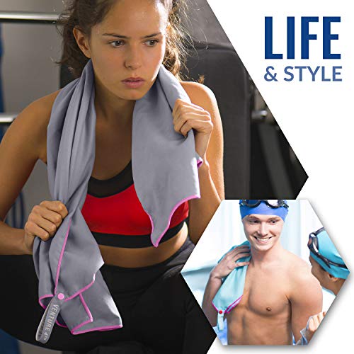 VENTURE 4TH Quick Dry Travel Towel, Ultra Soft Microfiber - 3 Sizes - color: Gray Pink, size: 60.00" x 31.50"