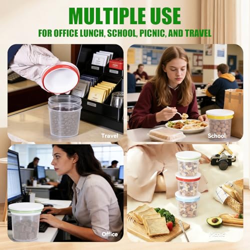 12 Pack 8.8oz Plastic Food Storage Containers with Lids, Small Meal Prep Container Jars for Food, Salad, Soup, Snack, Freezer & Lunch - color: Multicolor (12pcs 8.8oz)
