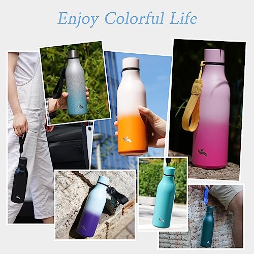 Konokyo 18 oz Insulated Stainless Steel Metal Water Bottle with Strap - color: Army Green, size: 18 Ounces