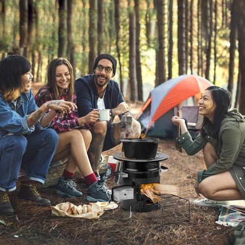 Skyflame Wood Burning Rocket Stove, Portable Camping Stove, Black | Outdoor Cooking, Backpacking, RV and Survival, Essentials Camping Gear