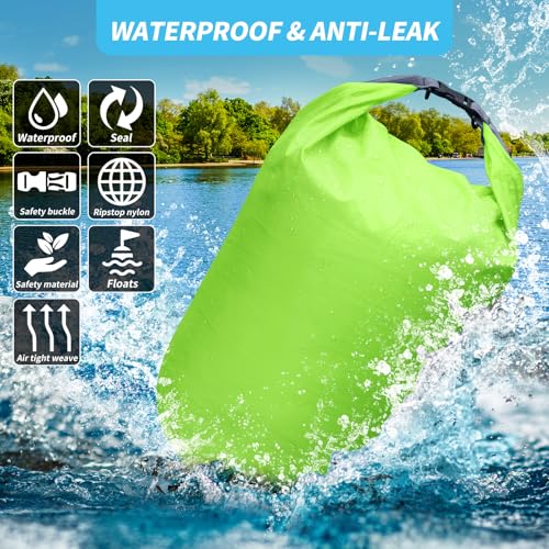 Dry Bag Set, Waterproof Small Lightweight Dry Bags for Paddle Board Kayaking, Fishing, Camping(Green, 20L 2Pack) - color: Green, size: 20L 2Pack